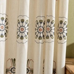 Nordic Style Blackout Curtains Poly Cotton Flower Embroidered For Living Room Bedroom