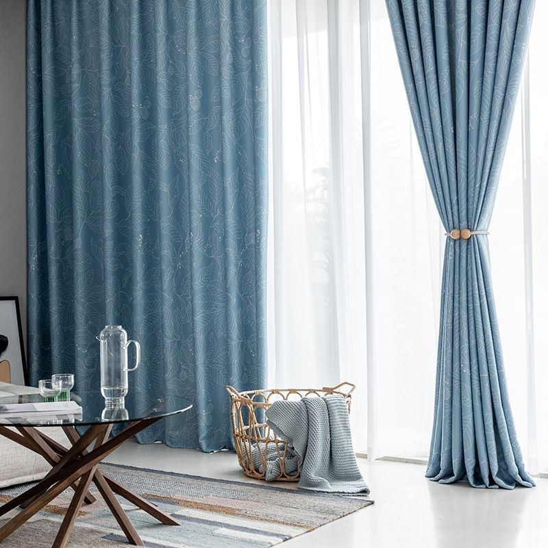 Nordic Blackout Curtain Made to Measure Curtain For Living Room Bedroom Printed Leaves