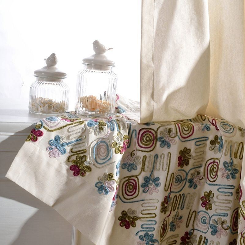 Nordic Style Blackout Curtains Poly Cotton Embroidered For Living Room Bedroom