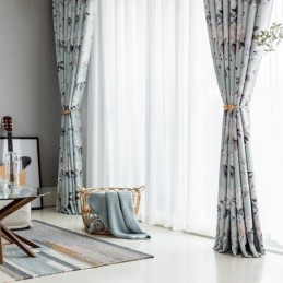 Nordic Blackout Curtains Printed Floral Window For Living Room Bedroom