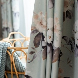 Nordic Blackout Curtains Printed Floral Window For Living Room Bedroom