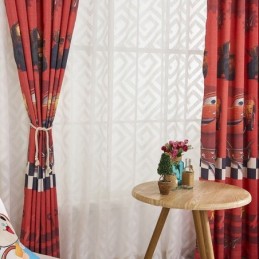 Cotton Blackout Curtains Kids Style Cartoon Car Printed