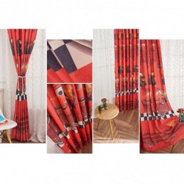 Cotton Blackout Curtains Kids Style Cartoon Car Printed