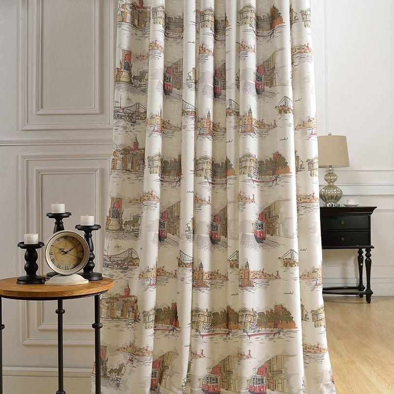 Nordic Linen Blackout Curtains Urban Printed For Living Room Bedroom
