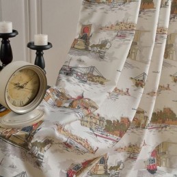 Nordic Linen Blackout Curtains Urban Printed For Living Room Bedroom