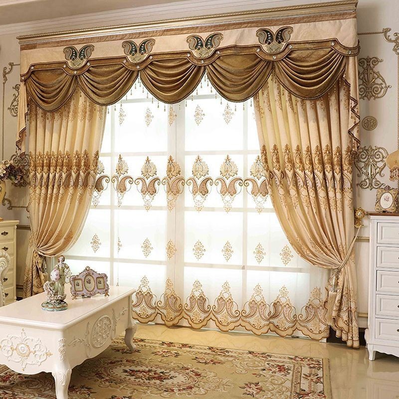 European Embroidered Curtains Luxury Blackout For Living Room Bedroom