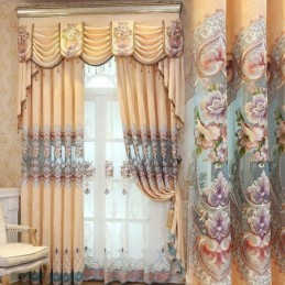 Luxury Chenille Curtain Made to Measure Curtain Floral Embroidered Curtains For Living Room Bedroom