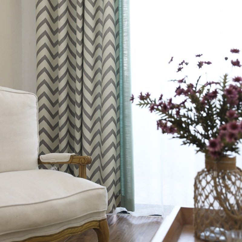 Luxury Jacquard Curtains Wavy Striped Blackout For Living Room