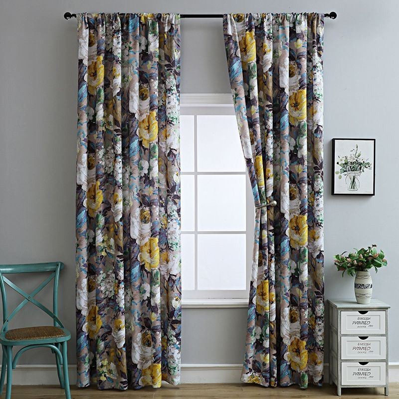 American Stye Blackout Curtain Made to Measure Curtain Room Darkening Curtains With Floral Design