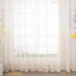 Decorative Sheer Curtain Made to Measure Curtain Plant Embroidered Tulle Living Room Bedroom