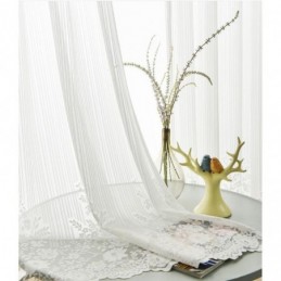Solid Color Lace Sheer Curtain Made to Measure Curtain Panel Voile Bay Window Bedroom
