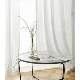 Solid Color Lace Sheer Curtain Made to Measure Curtain Panel Voile Bay Window Bedroom