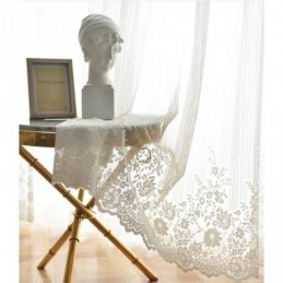 Solid Color Lace Sheer Curtain Made to Measure Curtain Panel Voile Bay Window Bedroom