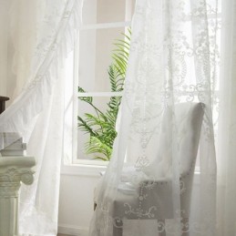 European Embroidered Sheer Curtain Made to Measure Curtain White Tulle Curtains For Living Room Bedroom