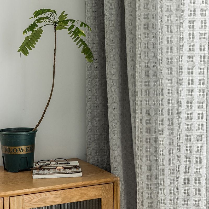 Nordic Plaid Tulle Curtain Made to Measure Curtain Warp knitting Sheer For Living Room