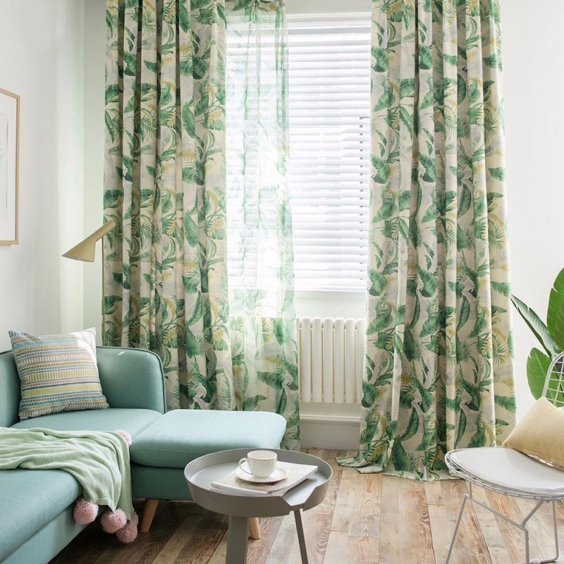 American Rural Curtain Made to Measure Curtain Bedroom Printed Green Environment Protective Fabric