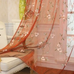 Pastoral Style Sheer Curtain Made to Measure Curtain Fresh Ventilate Embroidery Living Room