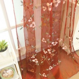 Pastoral Style Sheer Curtain Made to Measure Curtain Fresh Ventilate Embroidery Living Room