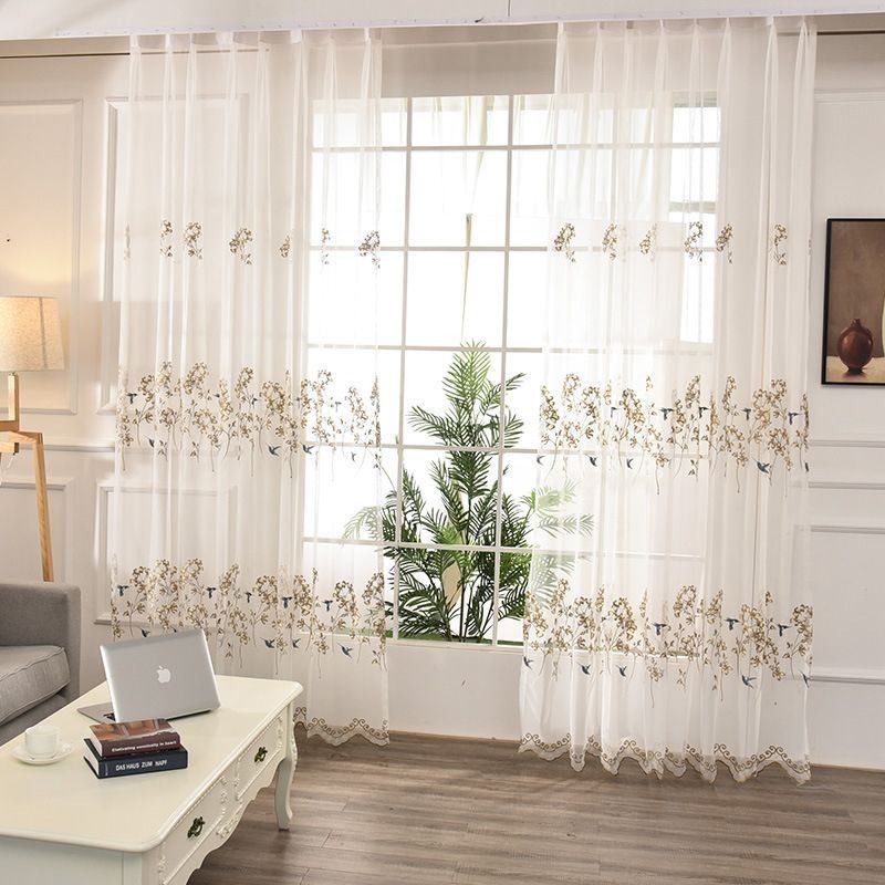 Decorative Sheer Curtain Made to Measure Curtain Plant Embroidered Tulle Curtains Living Room Bedroom