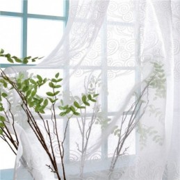 Japanese Style Sheer Curtain Made to Measure Curtain Simple Cloud Embroidery Window Treatment