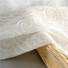 Japanese Style Sheer Curtain Made to Measure Curtain Simple Cloud Embroidery Window Treatment