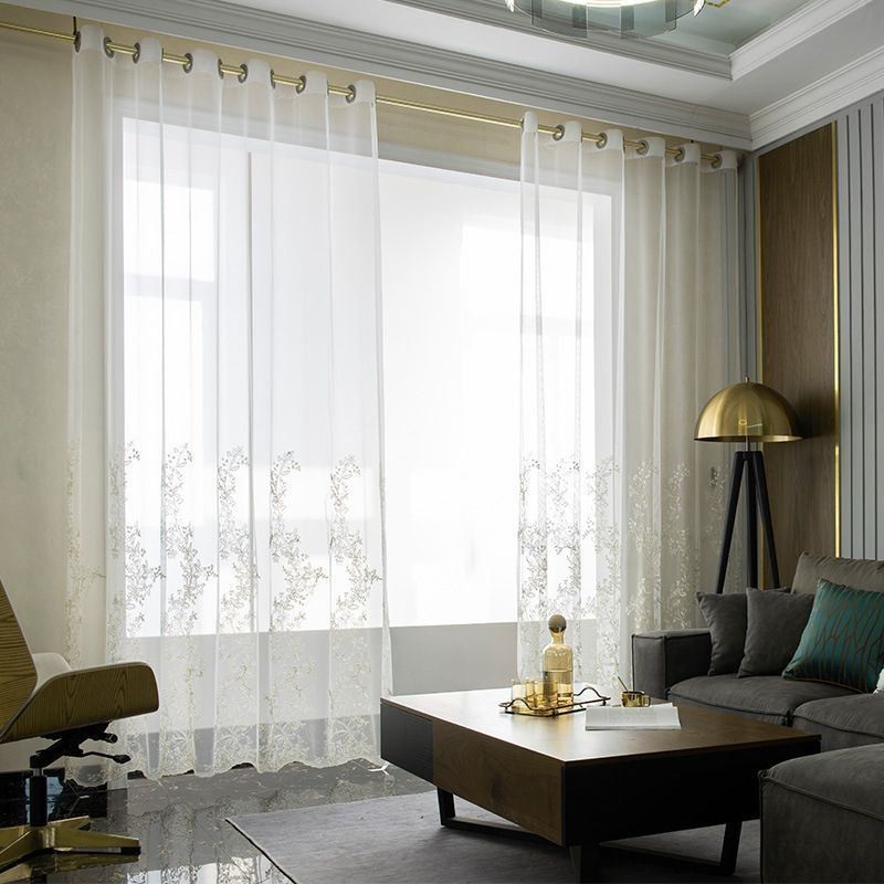 Decorative Sheer Curtain Made to Measure Curtain Plant Embroidered Tulle Curtains Living Room Bedroom