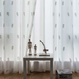 Nordic Simple Sheer Curtain Made to Measure Curtain Rural Leaves White Embroidery Bedroom Living Room Fabric