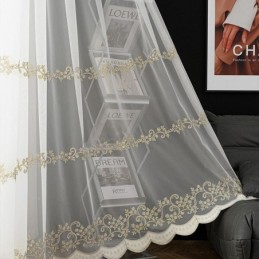 Modern Minimalist Sheer Curtain Made to Measure Curtain Plant Embroidered Tulle Curtains For Living Room Bedroom