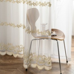 Modern Minimalist Sheer Curtain Made to Measure Curtain Plant Embroidered Tulle Curtains For Living Room Bedroom