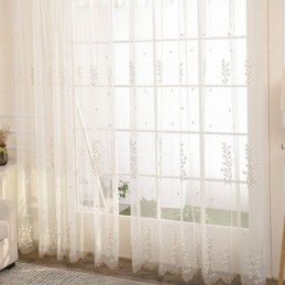 Decorative Sheer Curtain Made to Measure Curtain Embroidered Tulle For Living Room
