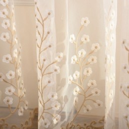 Decorative Sheer Curtain Made to Measure Curtain Embroidered Tulle For Living Room