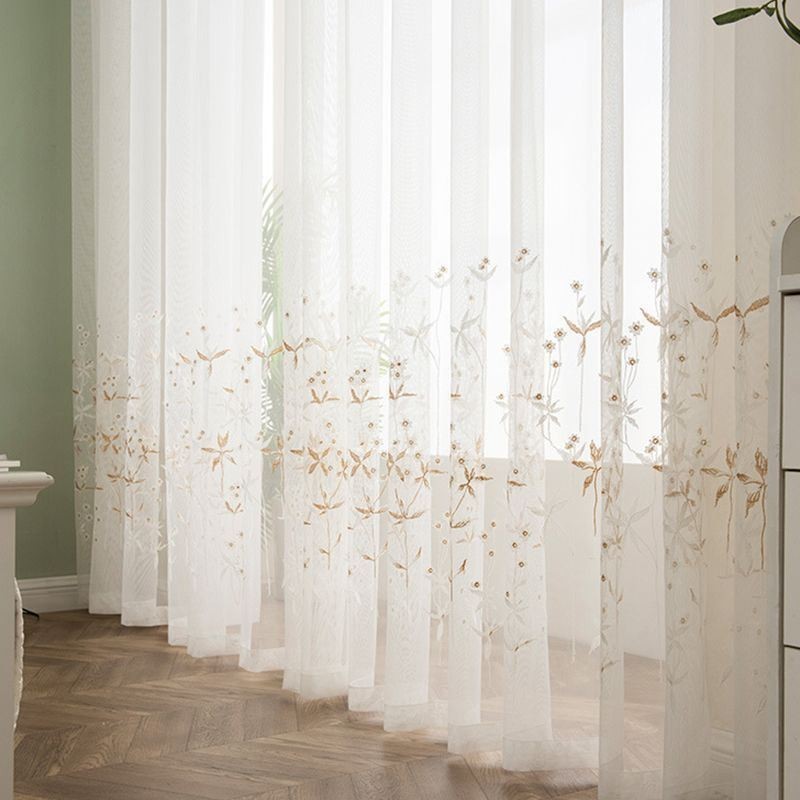 Modern Decorative Sheer Curtain Made to Measure Curtain Plant Embroidered Tulle Curtains For Bedroom