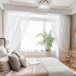 European Embroidered Sheer Curtains Voile Panel Drape For Living Room Bedroom