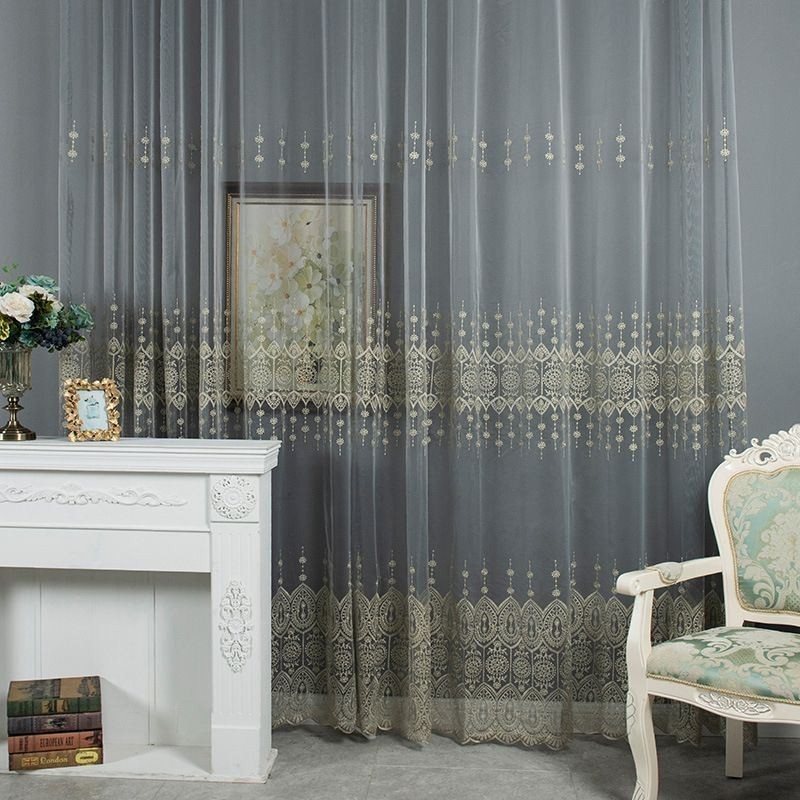 Geometric Tulle Curtain Made to Measure Curtain Nordic Embroidered Delicate Window Treatment Tenda