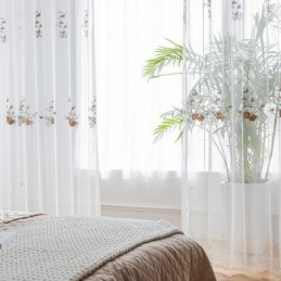 Flower Tulle Curtains White...