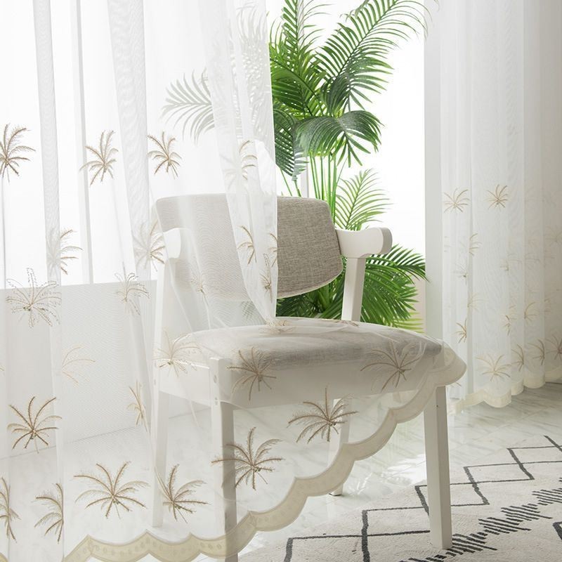 Decorative Sheer Curtain Made to Measure Curtain Plant Embroidery Window Drapes Living Room Bedroom