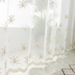 Decorative Sheer Curtain Made to Measure Curtain Plant Embroidery Window Drapes Living Room Bedroom