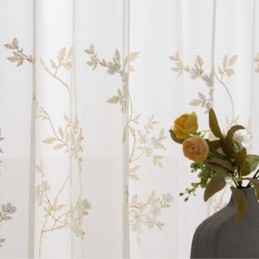 Embroidered Sheer Tulle Curtains Plant Voile Curtain Made to Measure Curtain For Living Room
