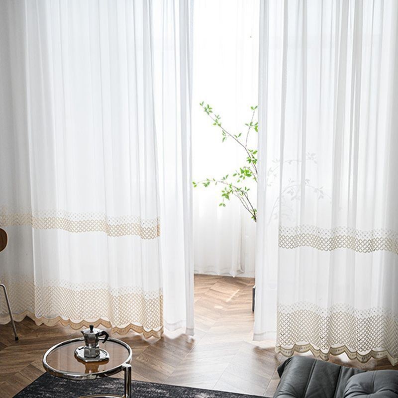 Embroidered Voile Curtains Nordic Sheer For Living Room Bedroom
