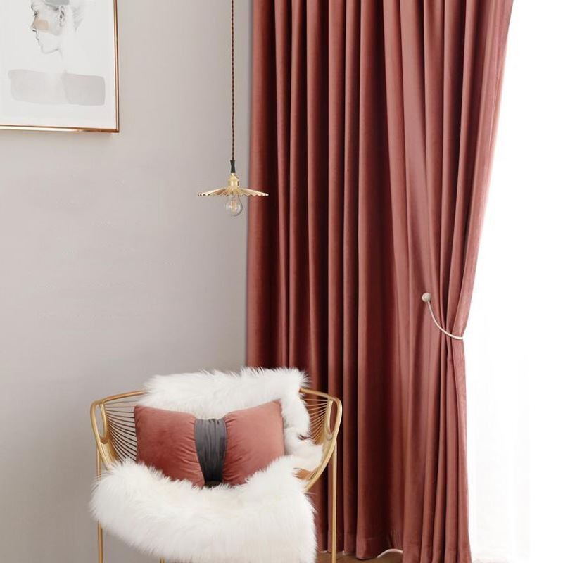 Minimalist Red Flannels Blackout Curtain Made to Measure Curtain Solid Color Fabric Living Room Bedroom