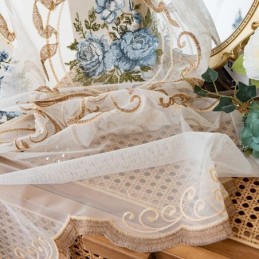 Floral Window Sheer Curtain Made to Measure Curtain Embroidered Tulle For Living Room
