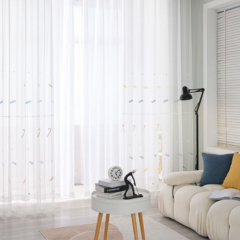 Decorative Sheer Curtain Made to Measure Curtain Candy Embroidered Tulle Curtains For Bedroom