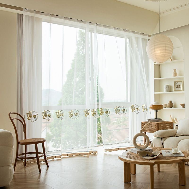 Embroidered Sheer Tulle Curtains Butterfly Voile Curtain Made to Measure Curtain For Living Room