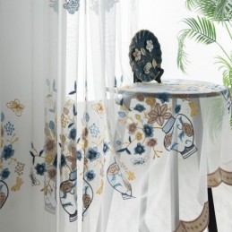Embroidered Sheer Tulle Curtains Floral Voile Curtain Made to Measure Curtain For Living Room