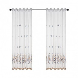 Embroidered Sheer Tulle Curtains Floral Voile Curtain Made to Measure Curtain For Living Room