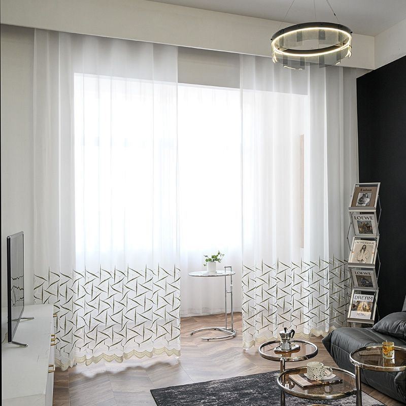 European Embroidered Sheer Curtain Made to Measure Curtain Tulle Luxury Voile Curtains For Living Room