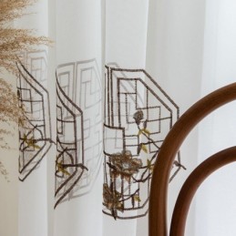 Luxury White Sheer Curtain Made to Measure Curtain Embroidered High Grade Tulle