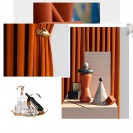 Orange Color Flannels Blackout Curtain Made to Measure Curtain Minimalist Solid Fabric Living Room Bedroom