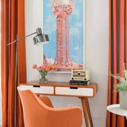 Orange Color Flannels Blackout Curtain Made to Measure Curtain Minimalist Solid Fabric Living Room Bedroom