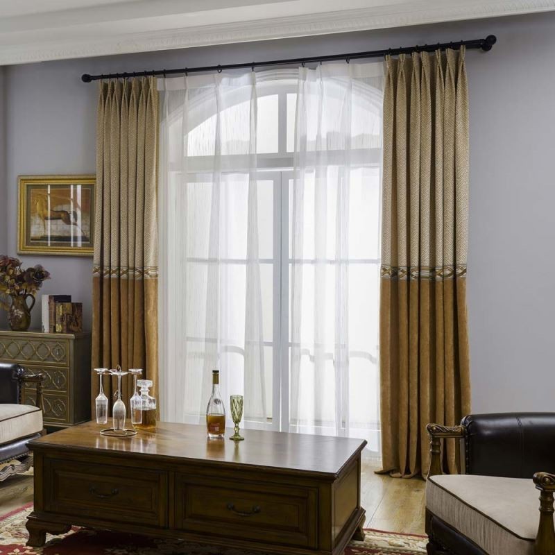 Modern Chenille Curtain Made to Measure Curtain Simple Splicing Jacquard Living Room Bedroom Fabric